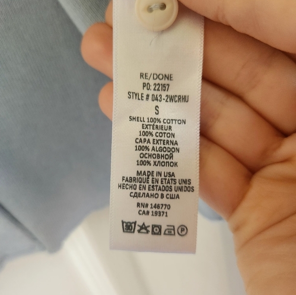 Re/done Hanes 50’s Cropped Buttoned Cardigan Long Sleeve Size Small - Picture 7 of 8